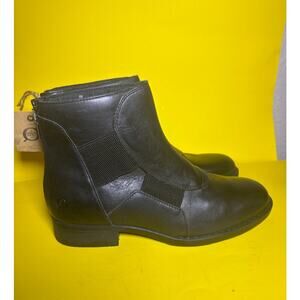 Born Black Leather Ankle Back Zipper Boots size 9 M NWT